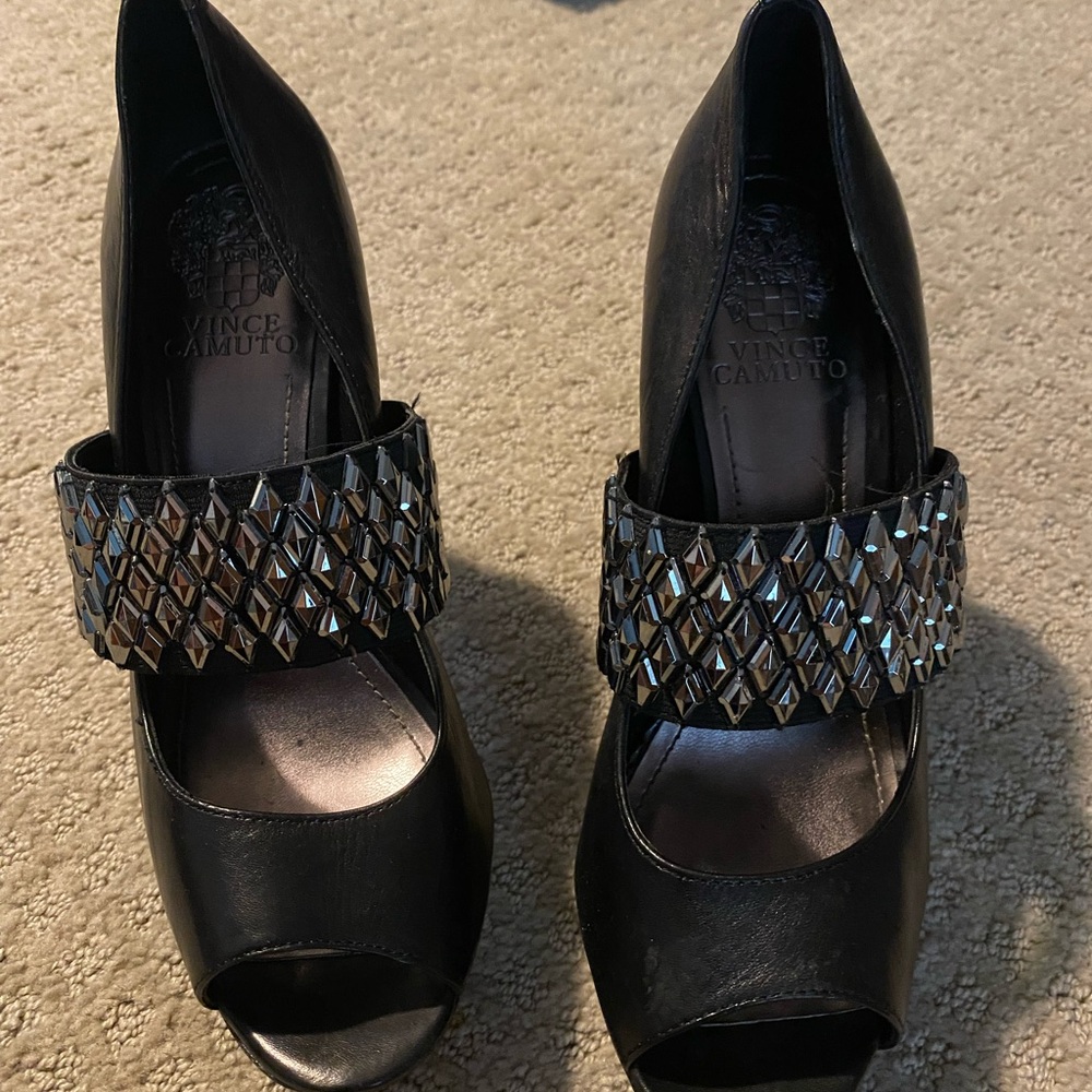 Vince Camuto Black Heels with Studded Strap